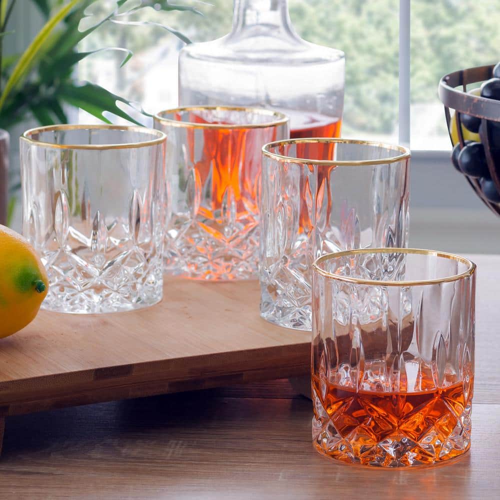 Opera 11oz Crystal Whiskey Glass Set with Gold Rim