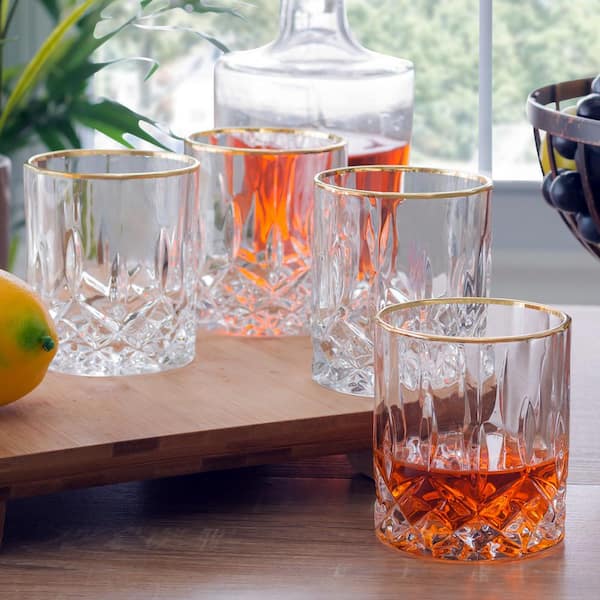 Opera Gold Rim 9 fl. oz. Rocks Glass Set (4-Piece)