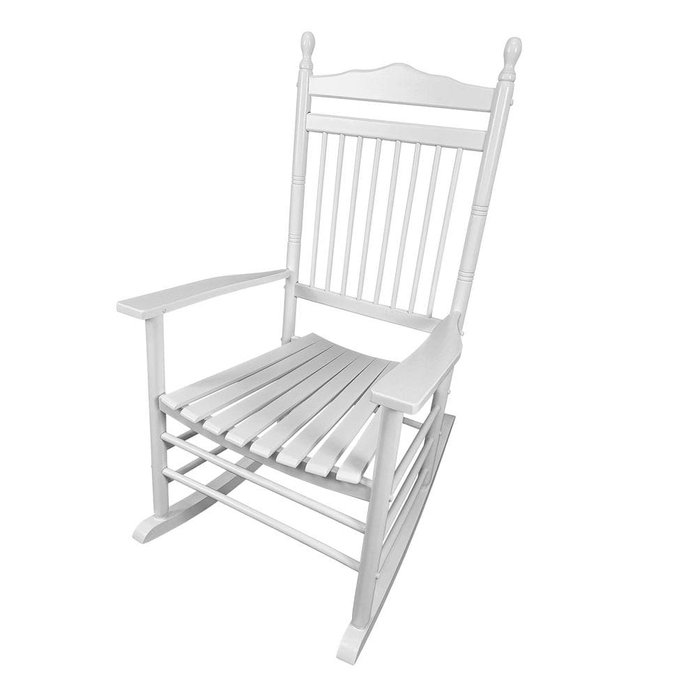 Angel Sar White Wood Outdoor Rocking Chair VBOD3584 - The Home Depot
