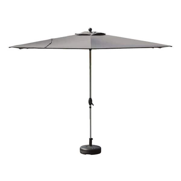 grey rectangular patio umbrella PURPLE LEAF 15x9ft Double-Sided Outdoor Market with Base, Light button tilt PURPLE LEAF Patio Market Umbrella
