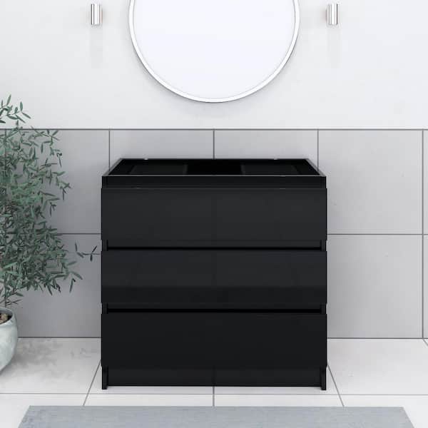 Pepper 36 in. W x 20 in. D Bath Vanity Cabinet Only in Glossy Black