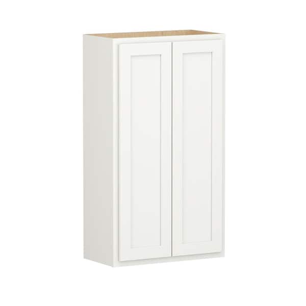 SIMPLY WOODMARK PRO Shaker Partial Overlay 24 in. W x 12 in. D x 42 in. H Plywood Assembled Wall Kitchen Cabinet in Linen White