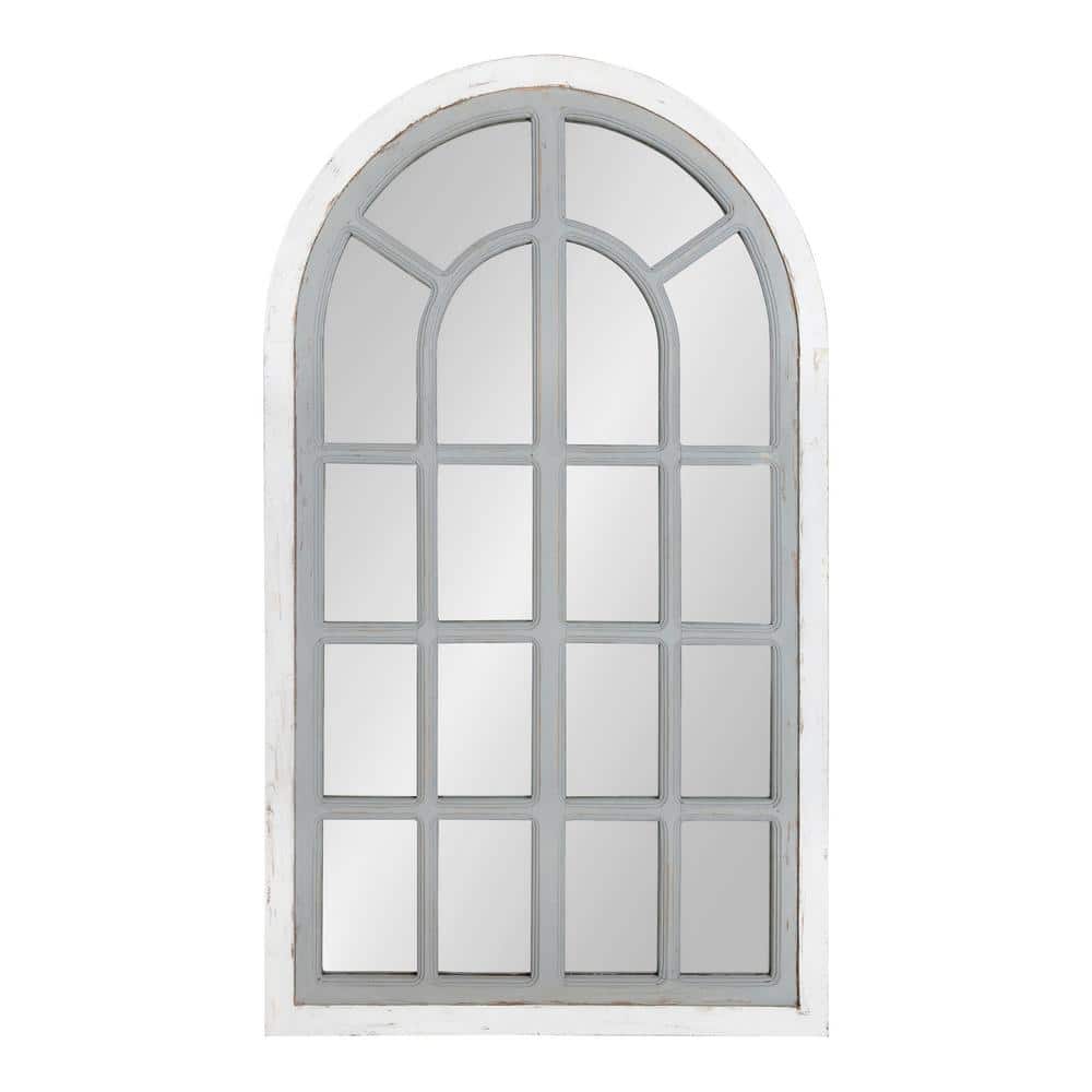 Boldmere 42" Gray and White Wood Windowpane Mirror