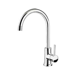 Goose Neck Stainless Steel Single-Handle Bar Faucet in Polished Chrome