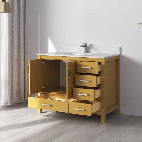 Aeterna 42 in. W x 22 in. D x 34 in.H Single Sink Freestanding Bath Vanity in Light Oak with Carrara Cultured Marble Top