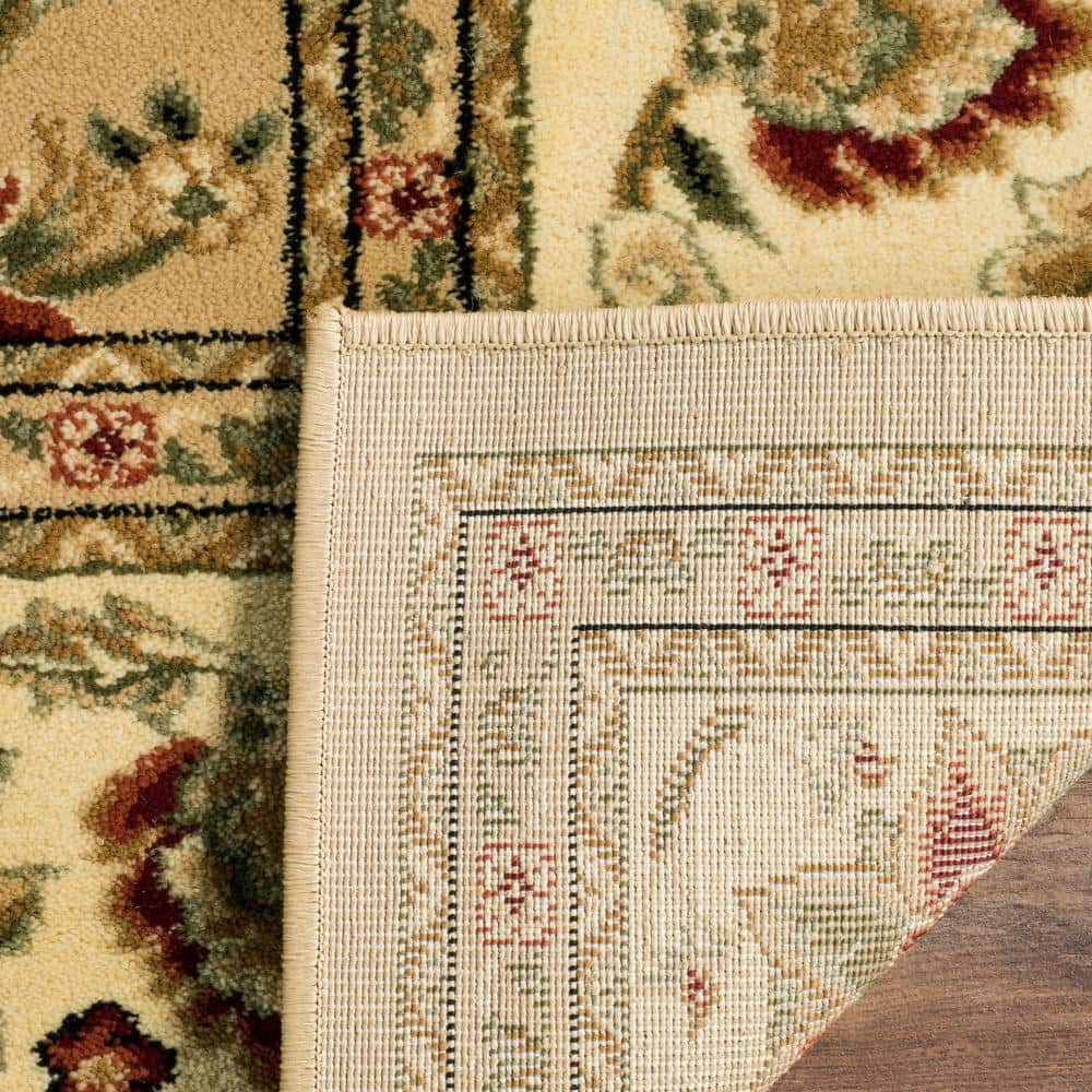 Handmade Ivory Floral Rectangular Synthetic Area Rug