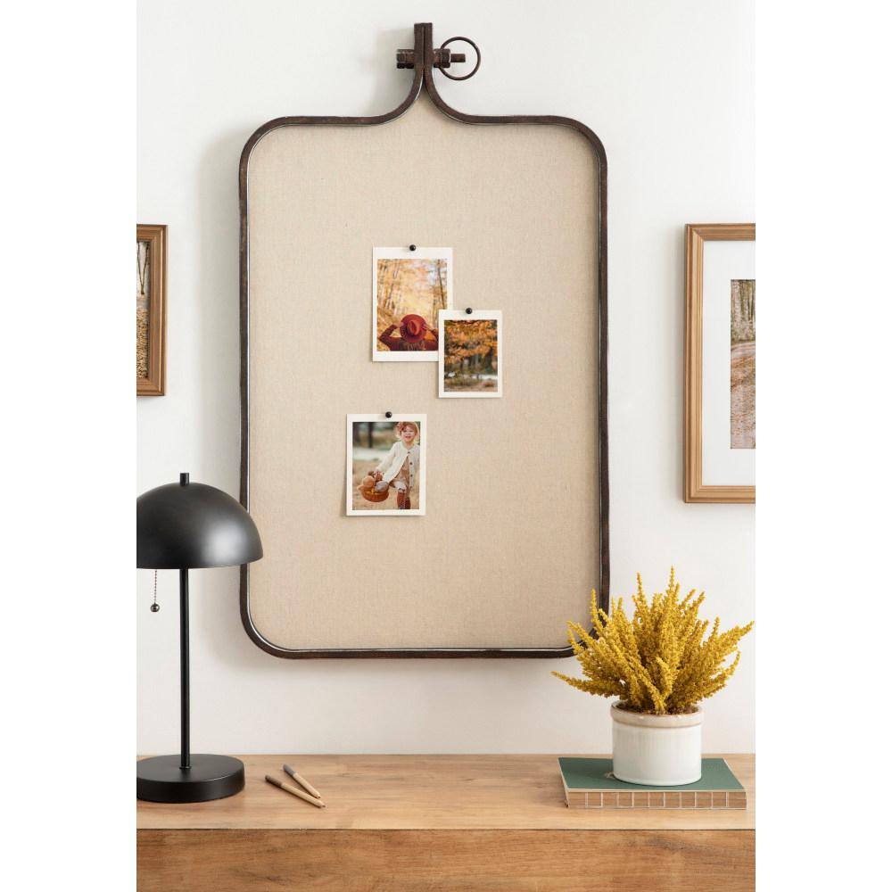 Rustic Bronze Metal Framed Fabric Pinboard, 20x35