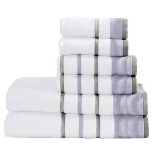Lavender/Grey 6 Piece Set Premium Absorbent Turkish Cotton Bath Towel Set