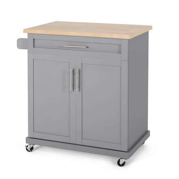 ANTFURN Grey Kitchen Cart with Drawers, Shelf, Wheels