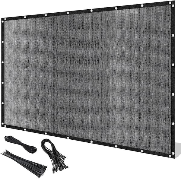 Cubilan 6 ft. x 16 ft. Polymer Garden Dark Gray Custom Outdoor Mesh Screen for Backyard, Balcony, Patio with Zipper.