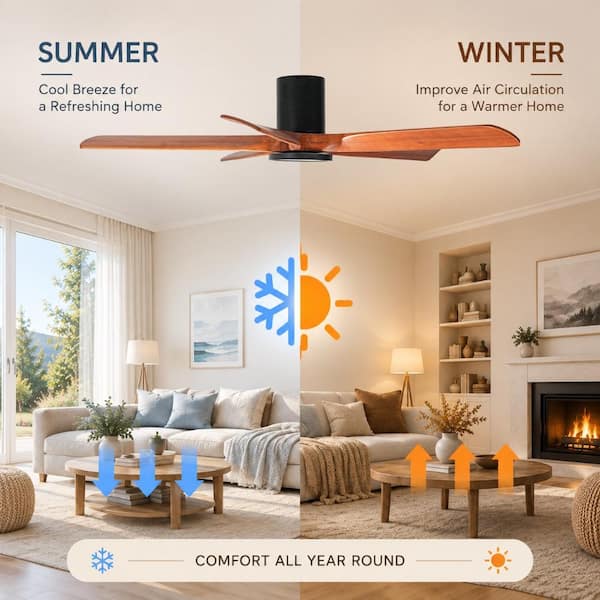 Overhead Fans Duclsaty 60 in Solid Wood Ceiling Fan with Light Remote Dimmable Full ...
