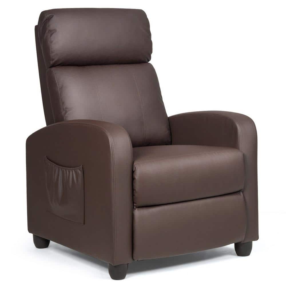 27 in. Width Big and Tall Coffee Leather Adjustable Headrest 3 Position Rec