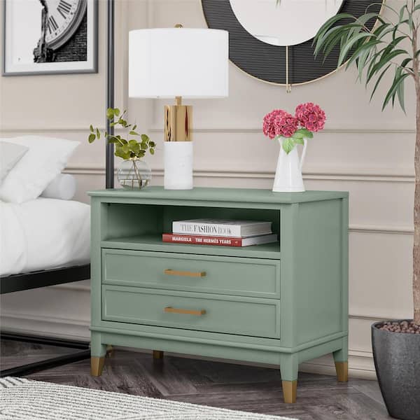 CosmoLiving by Cosmopolitan Wester Leigh, Pale Green, 1 drawer, 29.7 in W, Nightstand