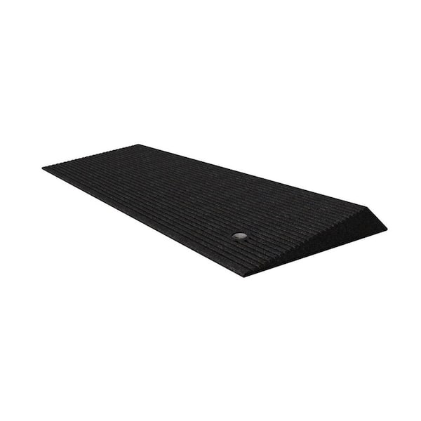 EZ-ACCESS TRANSITIONS Angled Entry Door Threshold Mat, Black, Rubber, 14 in. L x 40 in. W x 1.5 in. H