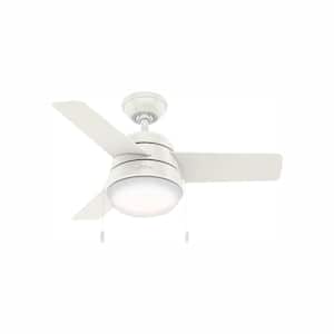 Aker 36 in. LED Indoor Fresh White Ceiling Fan with Light
