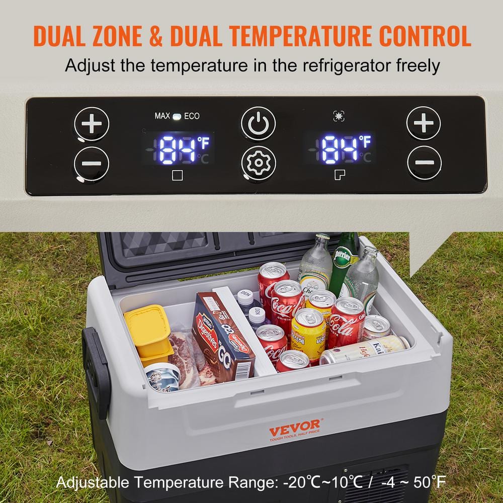 VEVOR 58QT Black Dual Zone Portable Electric Cooler