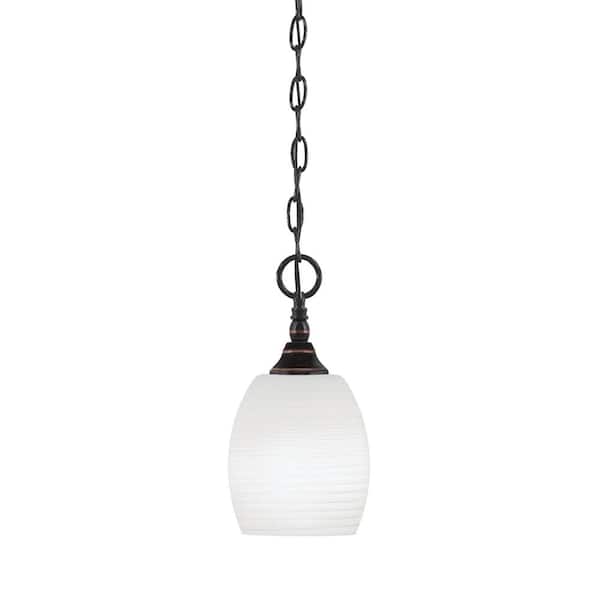 Unbranded Elva 100-Watt 1-Light Black Copper Shaded Pendant Light with 5 in. White Linen Glass Shade, No bulb included