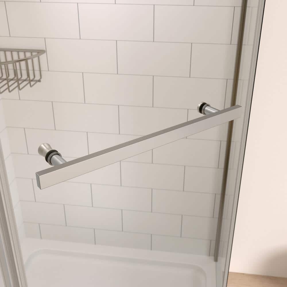 Chrome Semi Frameless Neo-Angle Pivot Shower Door with Clear Glass