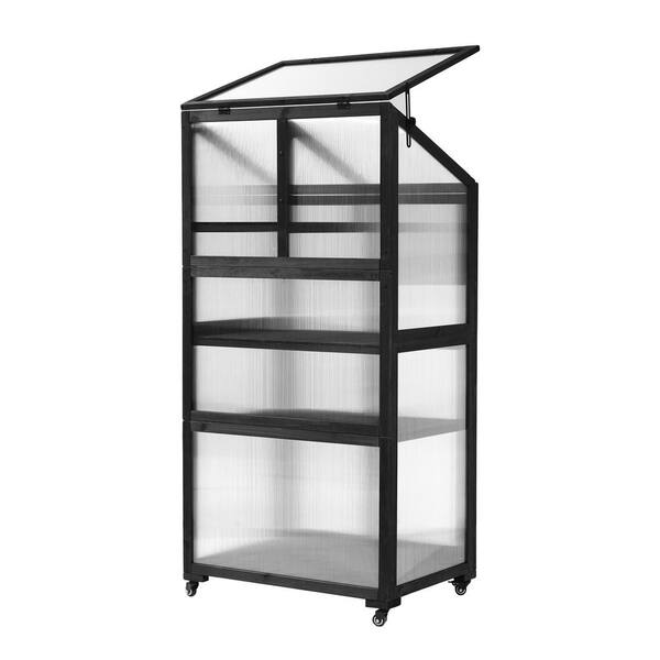 Cesicia 62 in. H Outdoor Indoor Black Wood Plant Stand Greenhouse