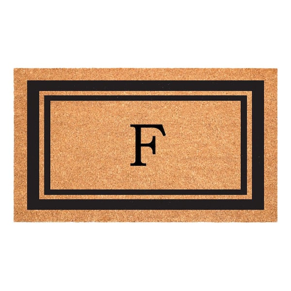 Calloway Mills Black Border Monogram Door Mat 18 in. x 30 in. (Letter F)