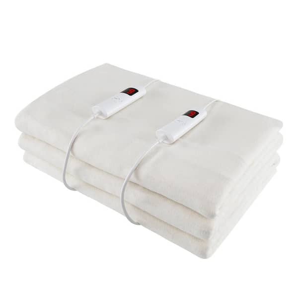 White Basic Non Woven Fabric King Size 80 in. x 78 in. Quilted Machine Washable Electric Throw Blanket