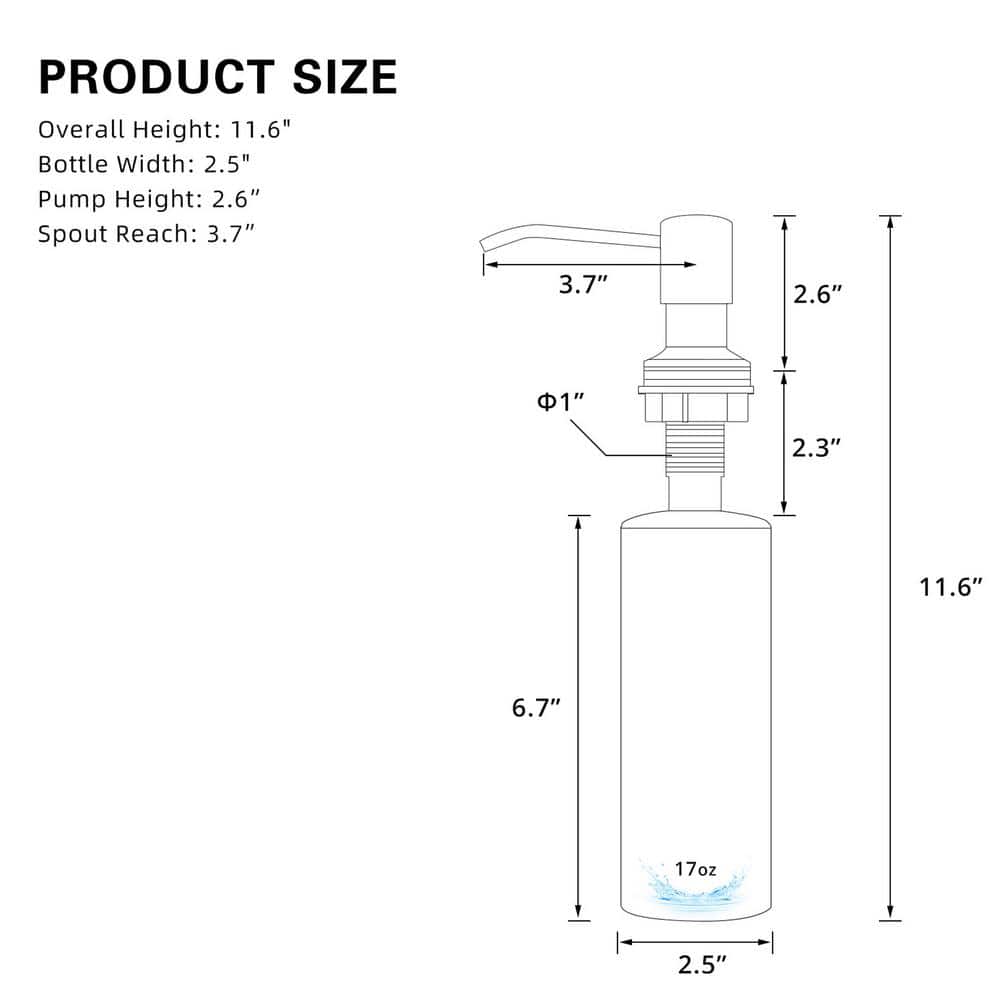 Black Stainless Steel Sink Mounted Soap Dispenser
