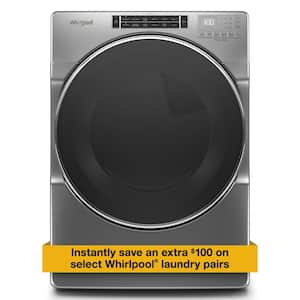 7.4 cu. ft. 240-Volt Chrome Shadow Stackable Electric Dryer with Steam and Intuitive Touch Controls, ENERGY STAR