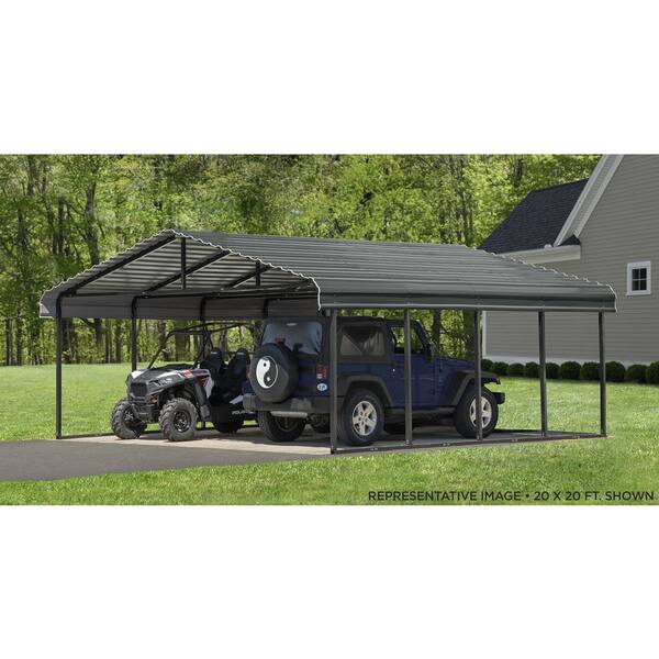 fascisme Weigering Moment Arrow 20 ft. W x 24 ft. D x 7 ft. H Charcoal Galvanized Steel Carport, Car  Canopy and Shelter-CPHC202407 - The Home Depot