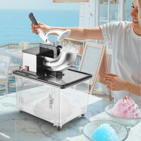 Commercial Ice Crusher, 4-Blade 2000RPM Shaver, 661lbs. /hr, 11Gal Ice Box, 1408 oz. Stainless Steel Snow Cone Machine