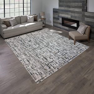 Quattro Lhasa Gray 8 ft. x 10 ft. Abstract Indoor Area Rug