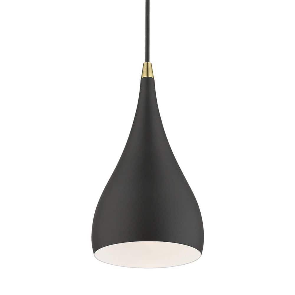 Textured Black and Antique Brass Mini Pendant Light