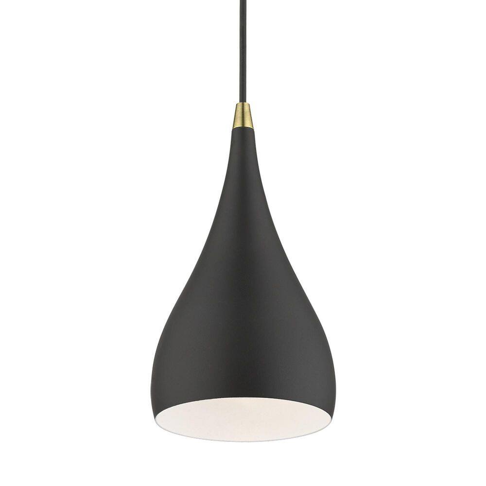 Textured Black and Antique Brass Mini Pendant Light