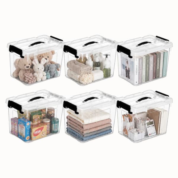 6-Piece 26 Quart Clear Plastic Storage Bins for Home Organization