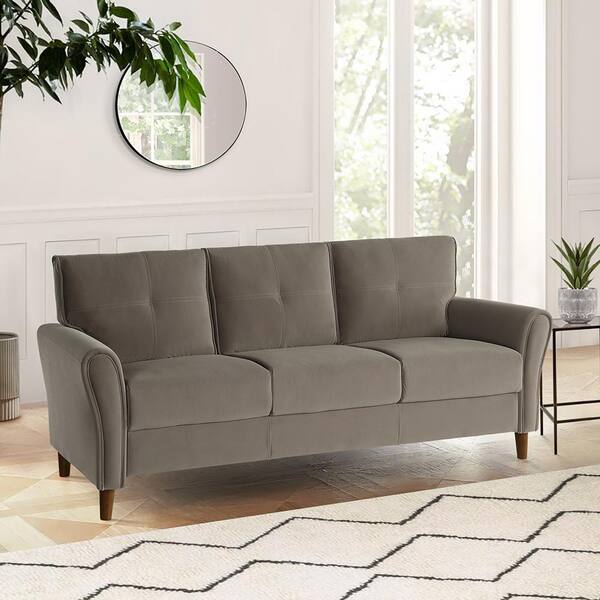 GODEER 80 in. W Flared Arm Linen Straight Living Room Sofa Upholstered  Couch Furniture in Light Gray WF288519LXLAAC - The Home Depot