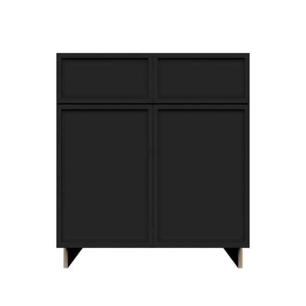 Slim Shaker Assembled 36 in. W x 34.5 in. H x 24 in. D Sink Base Kitchen Cabinet in Black