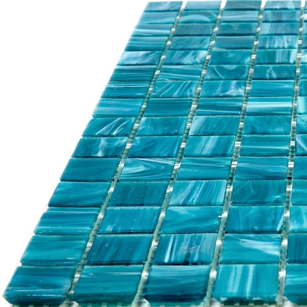 Pacific Blue Glossy Glass Mosaic Wall and Floor Tile