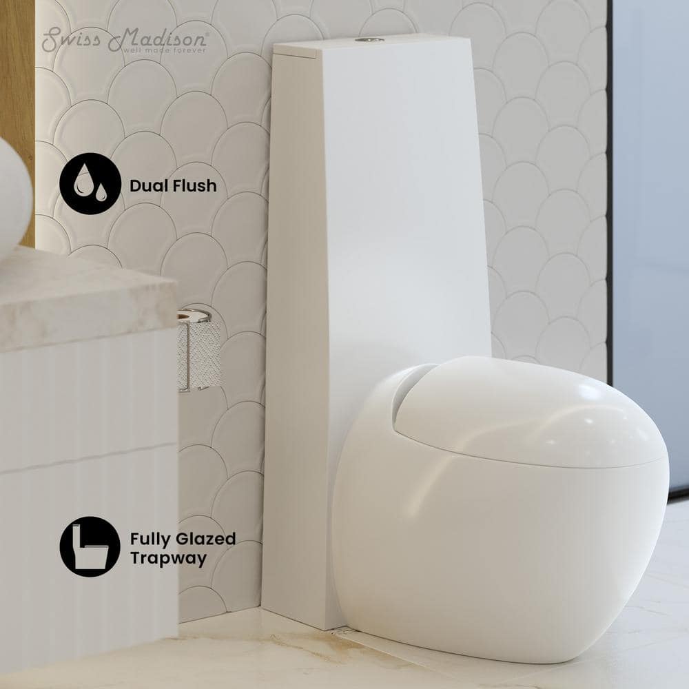 Swiss Madison Plaisir 1-piece 1.1/1.6 GPF Dual Flush Elongated Egg  