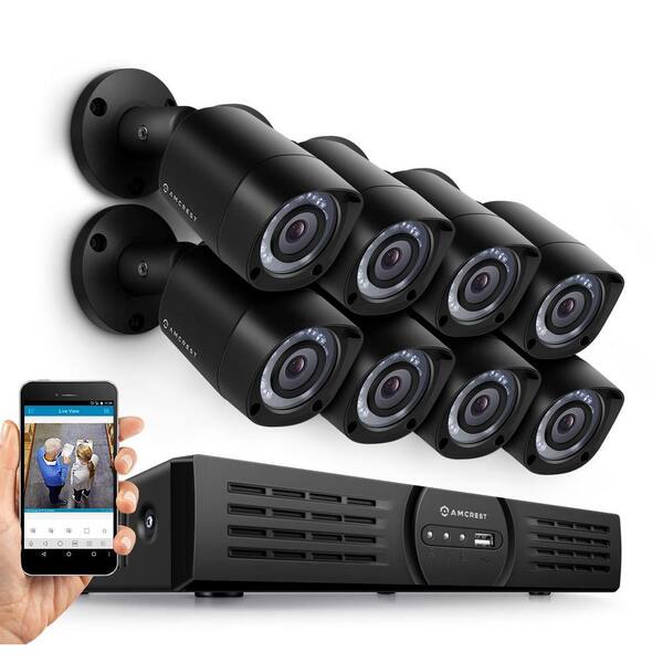 Amcrest 720P HD Over Analog (HDCVI) 16-Channel 2TB Video Security System with 8 x 1MP Bullet Cameras, Black