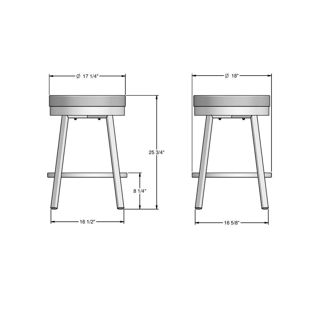 Taupe Grey Faux Leather and Dark Brown Metal Swivel Counter Stool, 26-Inch