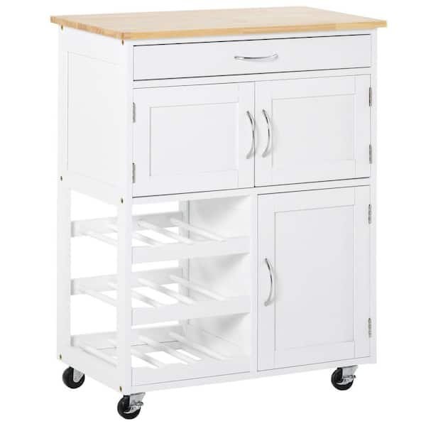 ANTFURN White Kitchen Cart with Drawers Shelf Spice Rack Wheels