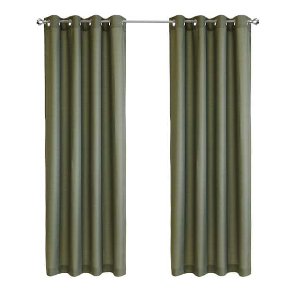 Habitat Cameron Olive Polyester Textured 52 in. W x 63 in. L Grommet Indoor Light Filtering Curtain (Single Panel)
