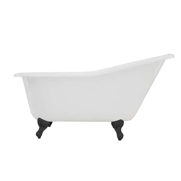 Aqua Eden Single Slipper 60 in. Cast Iron Clawfoot Bathtub in Matte Black