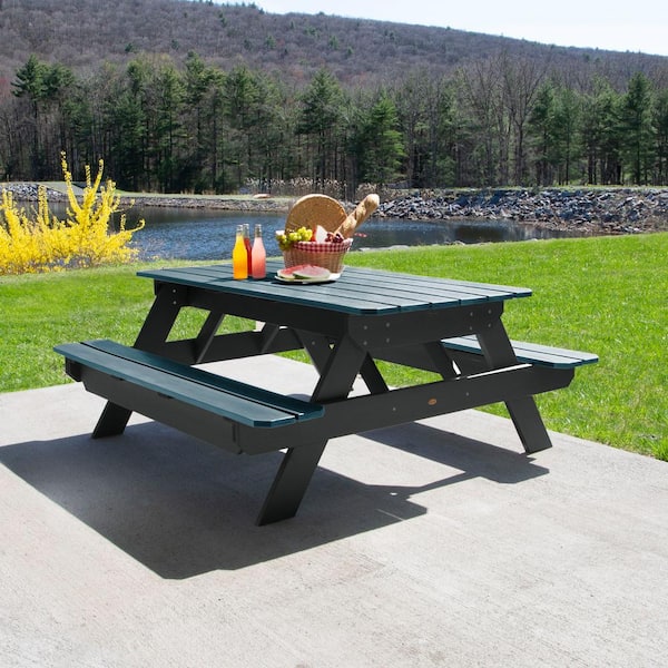 Highwood Hometown Plastic Outdoor Picnic Table Shale