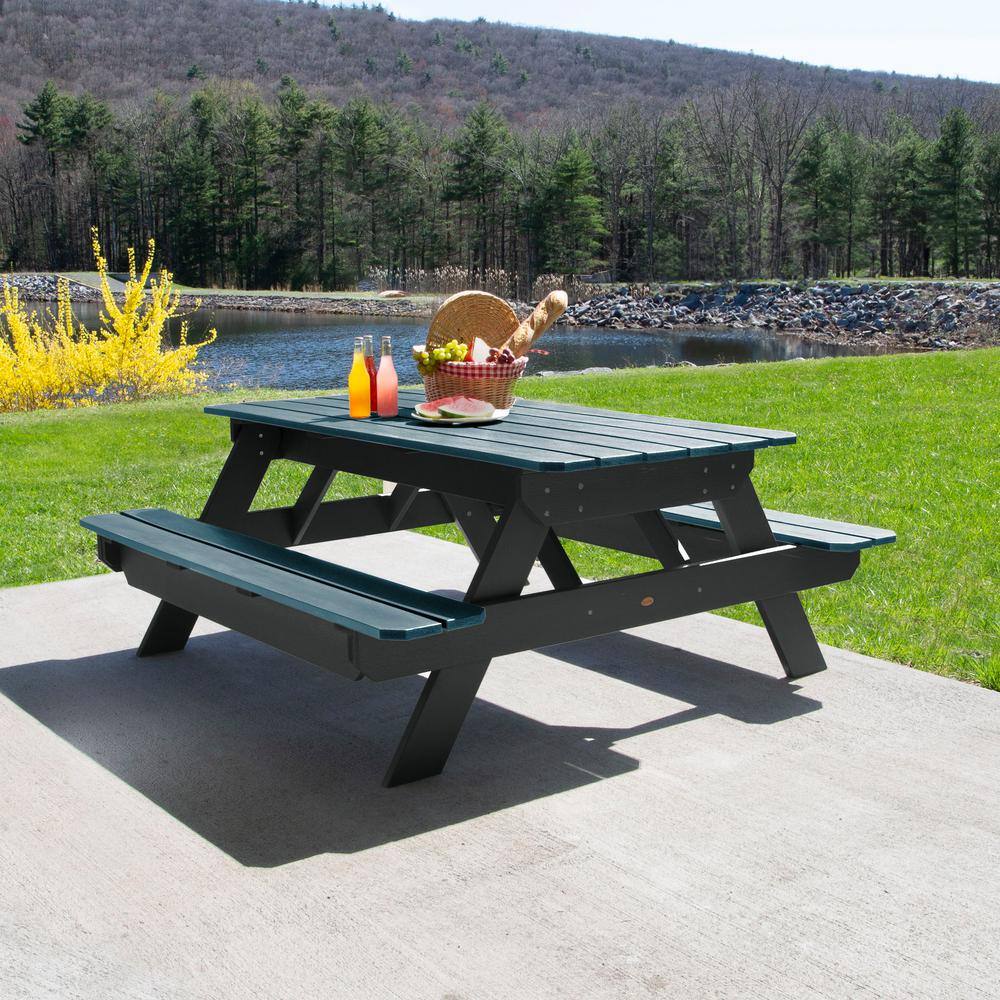 Shale and Black Eco-friendly Synthetic Wood Outdoor Picnic Table