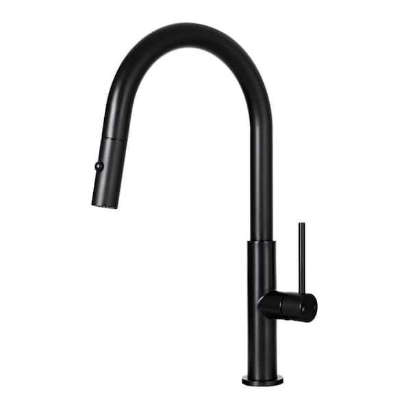 Akicon Black 16.8 in. H Single-Handle Pull-Down Sprayer Kitchen Faucet with 360° Spout Swivel