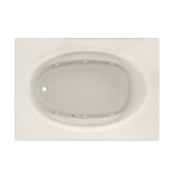 PROJECTA 60 in. x 42 in. Acrylic Left-Hand Drain Oval in Rectangle Drop-In Whirlpool Bathtub in Oyster