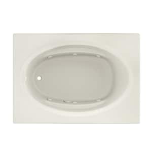PROJECTA 60 in. x 42 in. Acrylic Left-Hand Drain Oval in Rectangle Drop-In Whirlpool Bathtub with Heater in Oyster