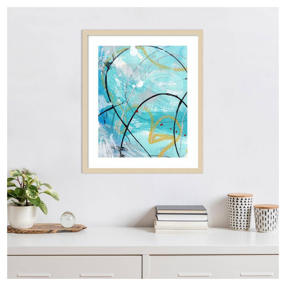 Whirlwind I Abstract Blue and Gold Framed Wall Art