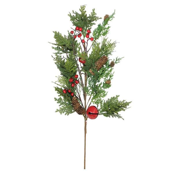 Northlight 28 in. Christmas Bells Berries and Pine Cone Spray