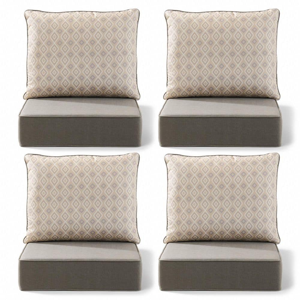 22 in. x 24 in. x 6 in. 8-Piece Olefin Deep Thick Seating Outdoor Lounge Chair Sofa Replacement Cushion in Light Gray price history on PriceWatchPro